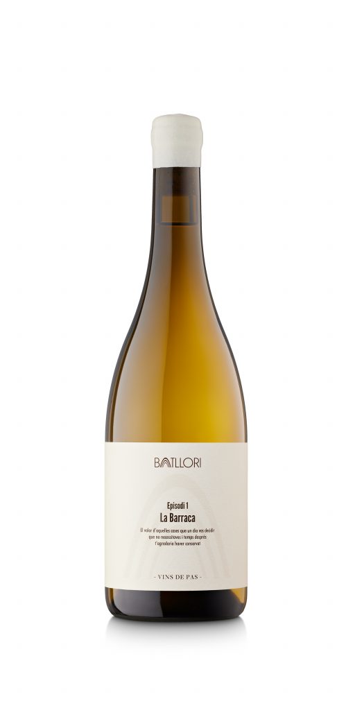 Ampolla de vi blanc Finca Batllori edició limitada Vins de Pas. Episodi 1 La Barraca.
