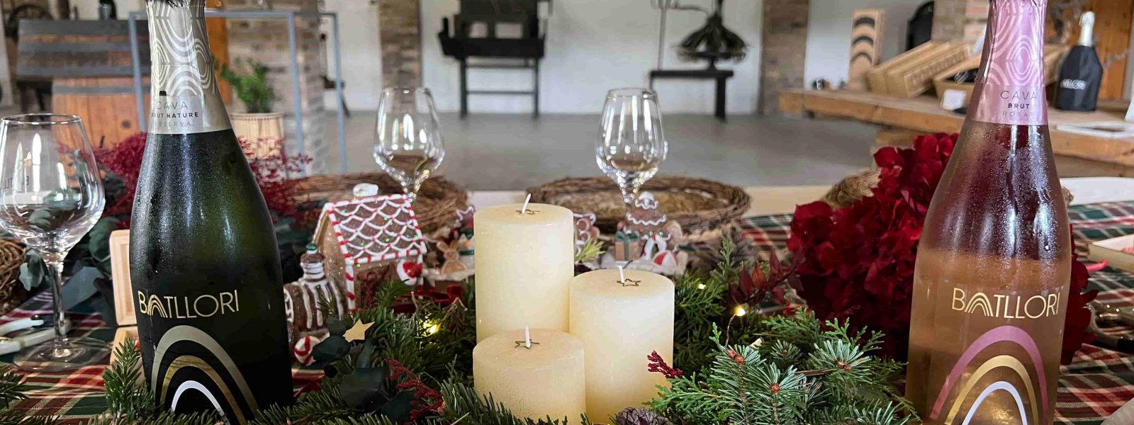 cava and flowers christmas taller corona de navidad celler batllori con cata